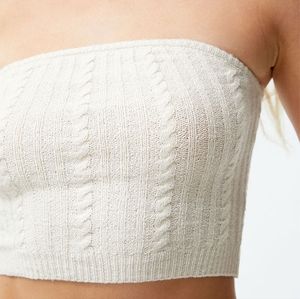 LA Hearts Cable Knit Tube Top, Small, White.